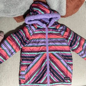 Patagonia Multicolor Striped Jacket with Purple Hood